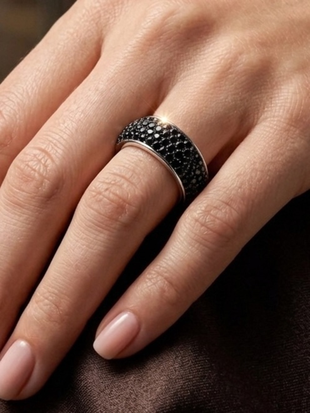 New Swarovski Black Crystal Pavé Dome - Ring Size 9